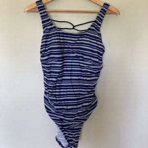 Blue and White Stripe Merona Swimsuit